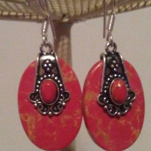 ARIZONA RED COPPER MOJAVE TURQUOISE DANGLE EARRINGS